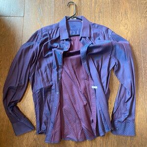 Stylish European Men's Purple Patterned Shirt
